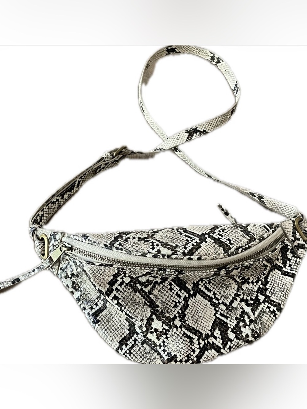 The Drop ‘Preston’ Snake-Print Beige and Black Crossbody Belt Bag